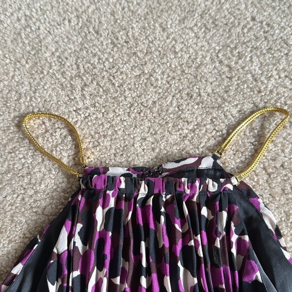 Trina Turk Purple Pleated Gold Chain Strap Tank Top – Size Large - Picture 6 of 12